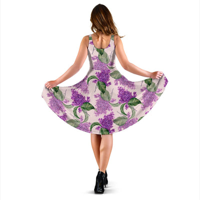 Lilac Pattern Print Design LI02 Midi Dress