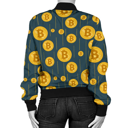 Bitcoin Pattern Print Design 01 Women's Bomber Jacket