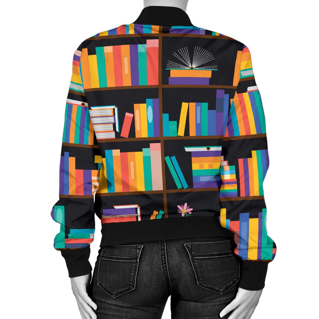 Book Pattern Print Design 05 Women's Bomber Jacket