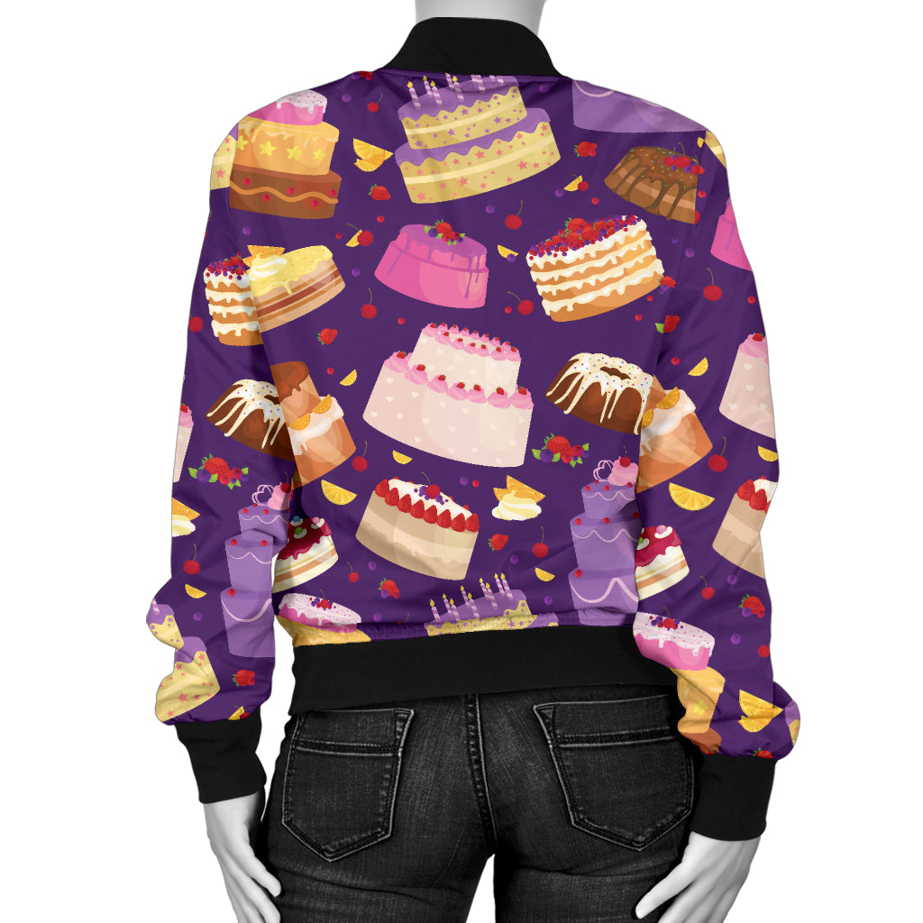 Cake Pattern Print Design 05 Women's Bomber Jacket