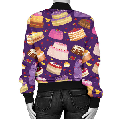Cake Pattern Print Design 05 Women's Bomber Jacket