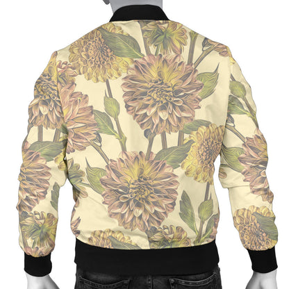 Dahlia Pattern Print Design DH09 Men Bomber Jacket