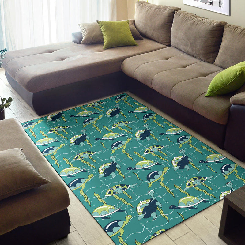 Sea Turtle Pattern Print Design T08 Area Rugs