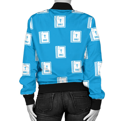 Bible Pattern Print Design 02 Women's Bomber Jacket