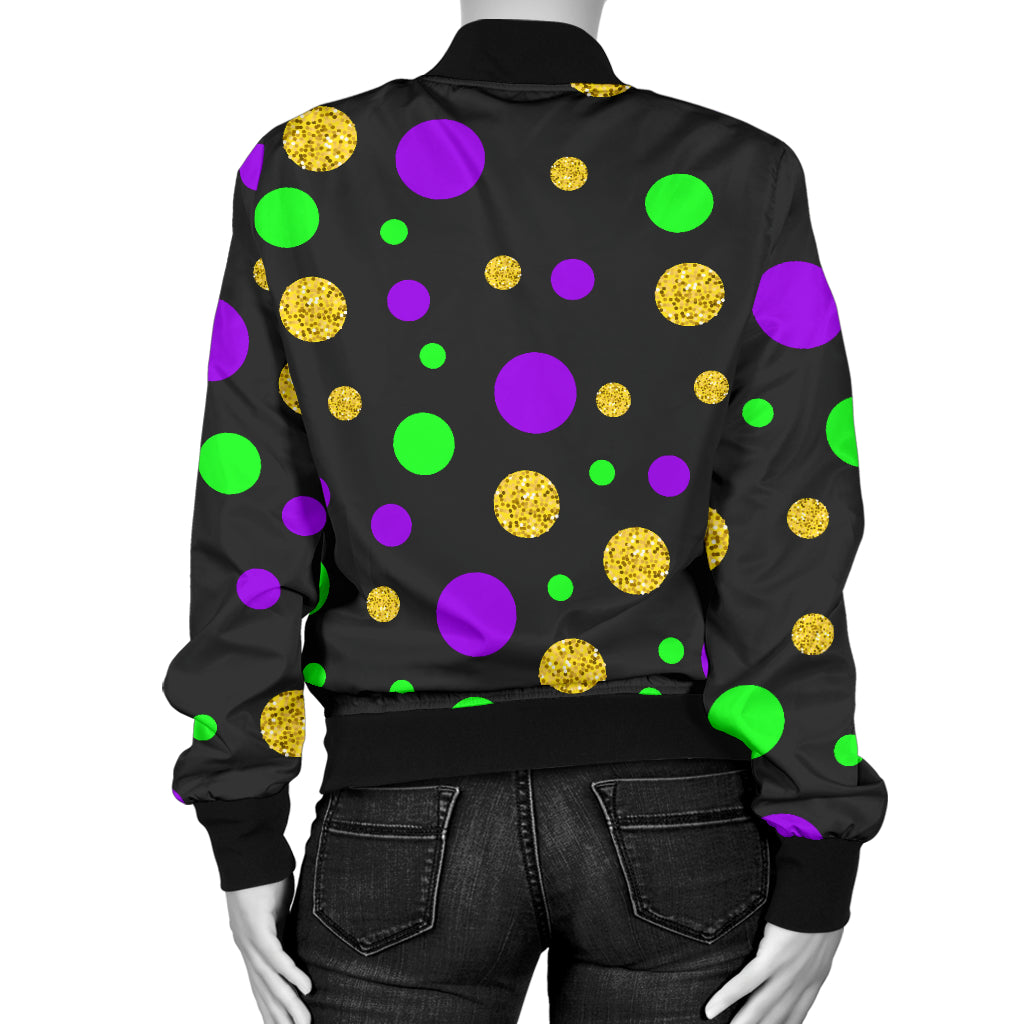 Mardi Gras Pattern Print Design 07 Women's Bomber Jacket