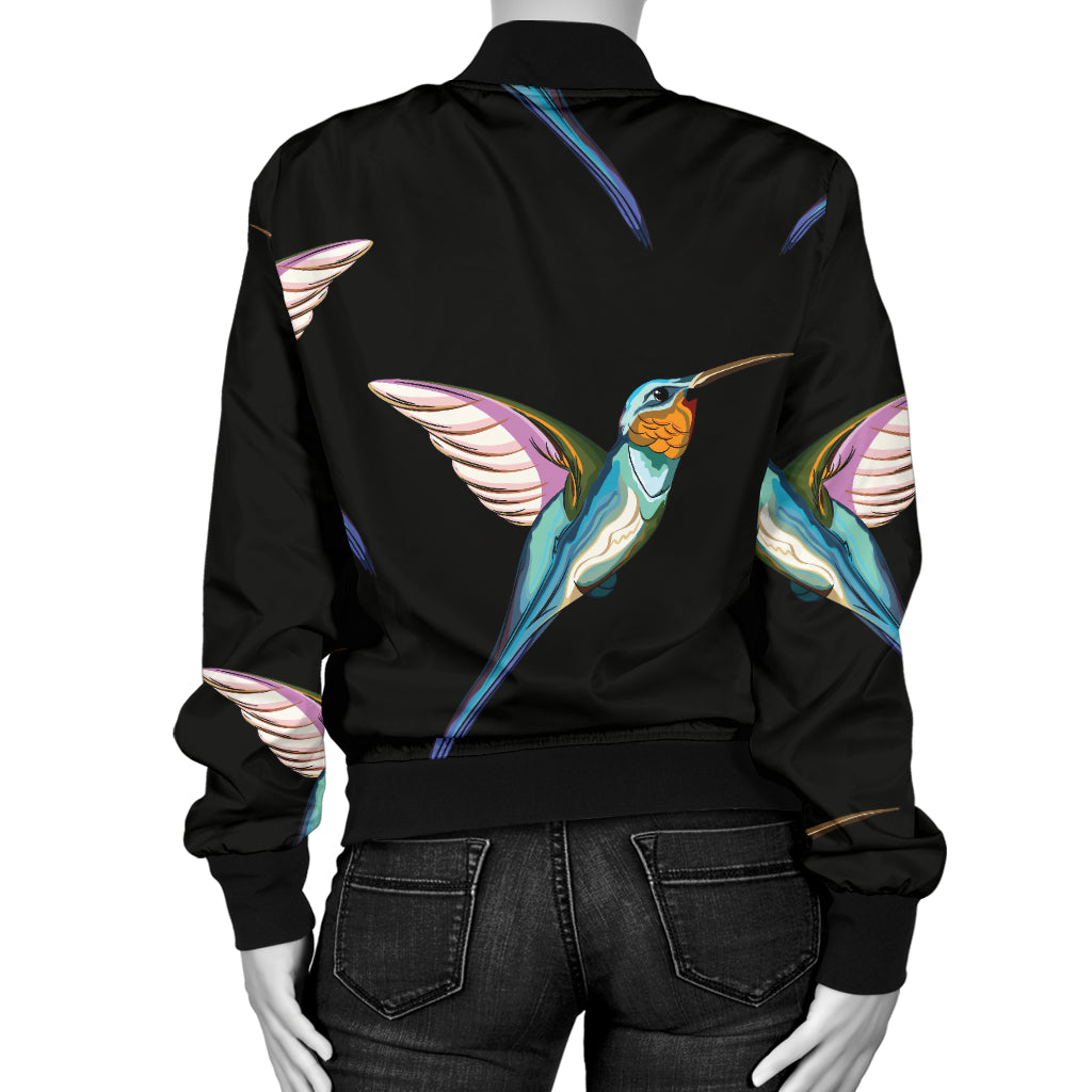 Hummingbird Pattern Print Design 06 Women's Bomber Jacket