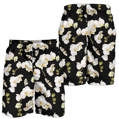 Orchid White Pattern Print Design OR011 Mens Shorts