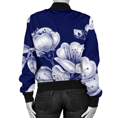 Cherry Blossom Pattern Print Design CB01 Women Bomber Jacket