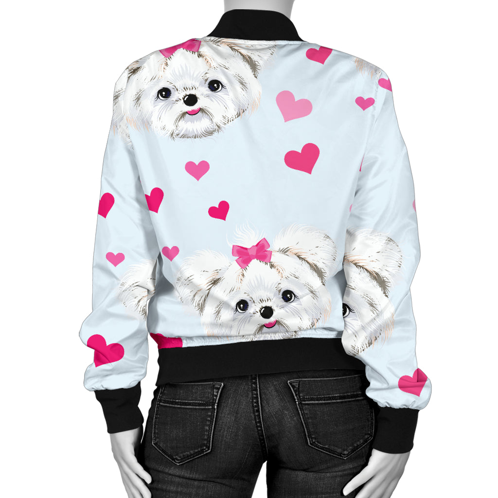 Maltese Pattern Print Design 03 Women's Bomber Jacket