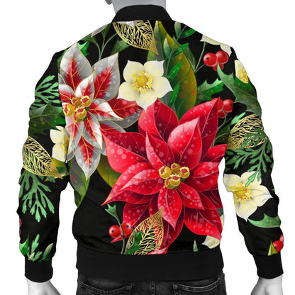Poinsettia Pattern Print Design POT05 Men Bomber Jacket
