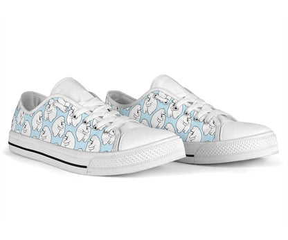 Polar Bear Pattern Print Design PB08 White Bottom Low Top Shoes