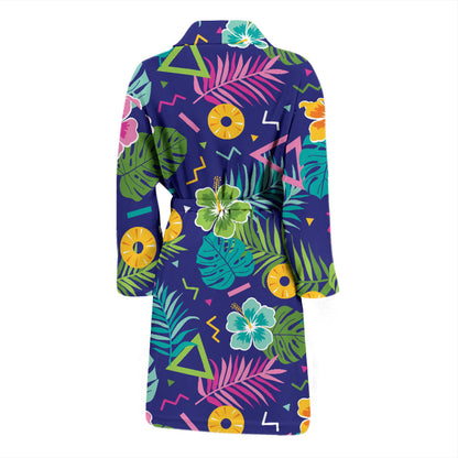 Hawaiian Themed Pattern Print Design H014 Men Bathrobe