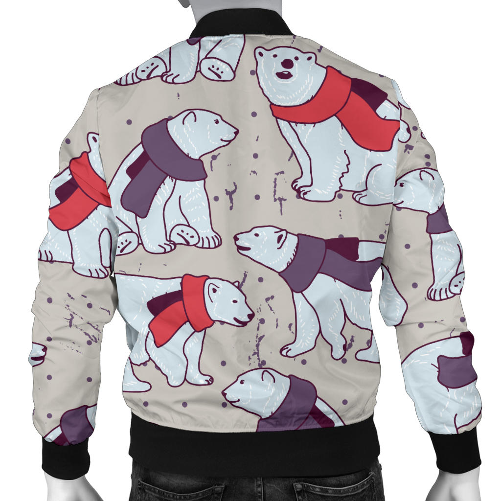 Polar Bear Pattern Print Design PB04 Men Bomber Jacket