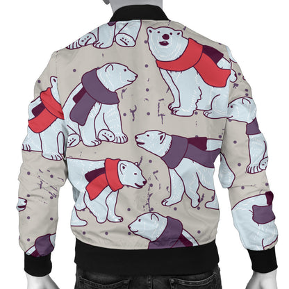 Polar Bear Pattern Print Design PB04 Men Bomber Jacket