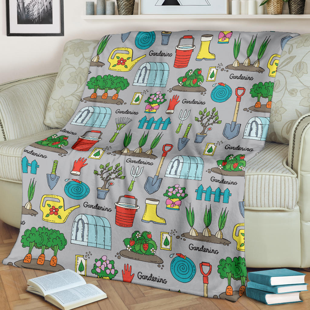 Gardening Pattern Print Design G07 Fleece Blanket