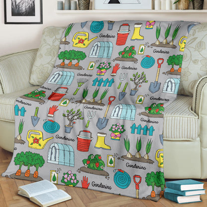 Gardening Pattern Print Design G07 Fleece Blanket