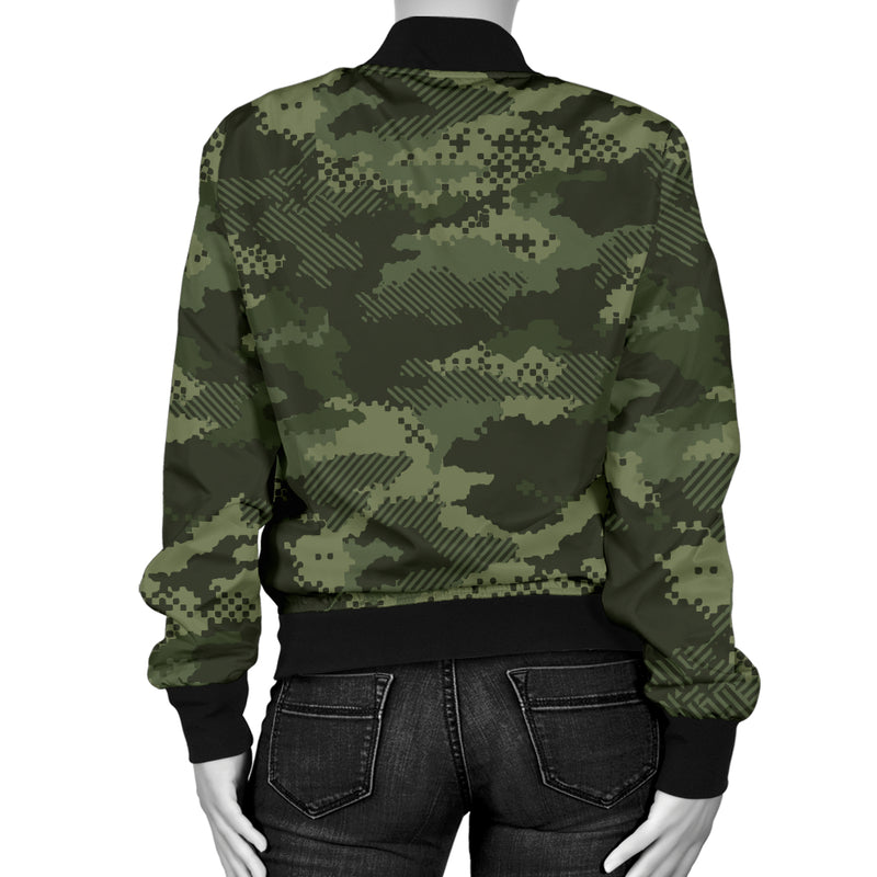 Army Camouflage Pattern Print Design 02 Women's Bomber Jacket