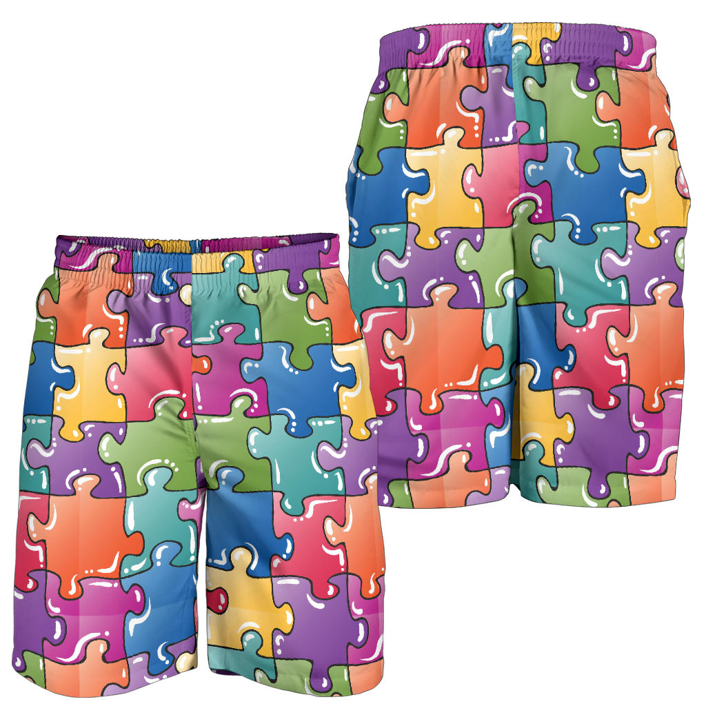 Puzzle Pattern Print Design A05 Mens Shorts