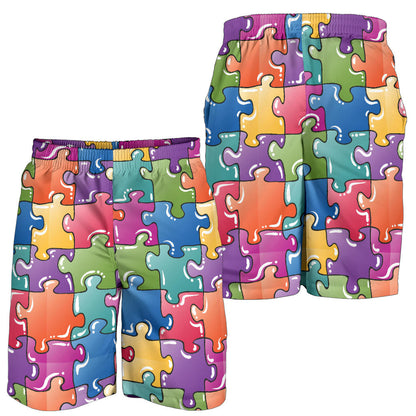 Puzzle Pattern Print Design A05 Mens Shorts
