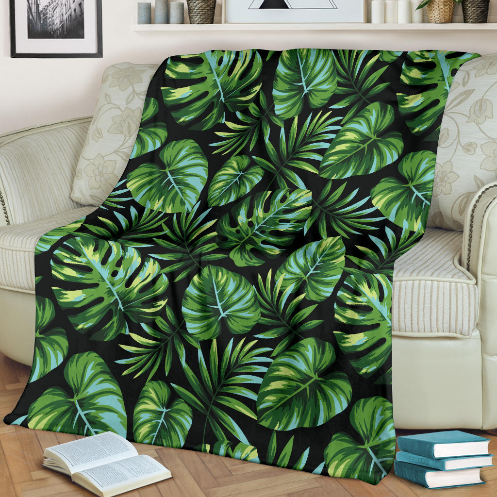 Palm Leaves Pattern Print Design PL013 Fleece Blanket