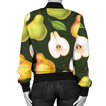 Pear Pattern Print Design PE06 Women Bomber Jacket