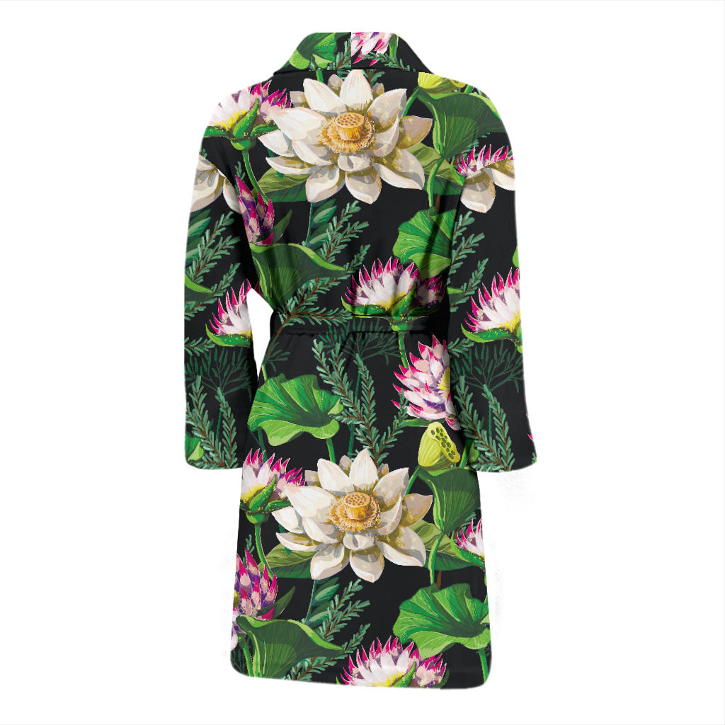Water Lily Pattern Print Design WL010 Men Bathrobe