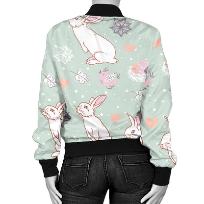 Rabbit Pattern Print Design RB011 Women Bomber Jacket