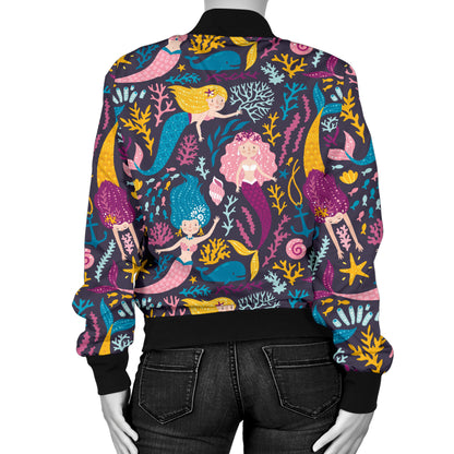 Mermaid Pattern Print Design 08 Women's Bomber Jacket