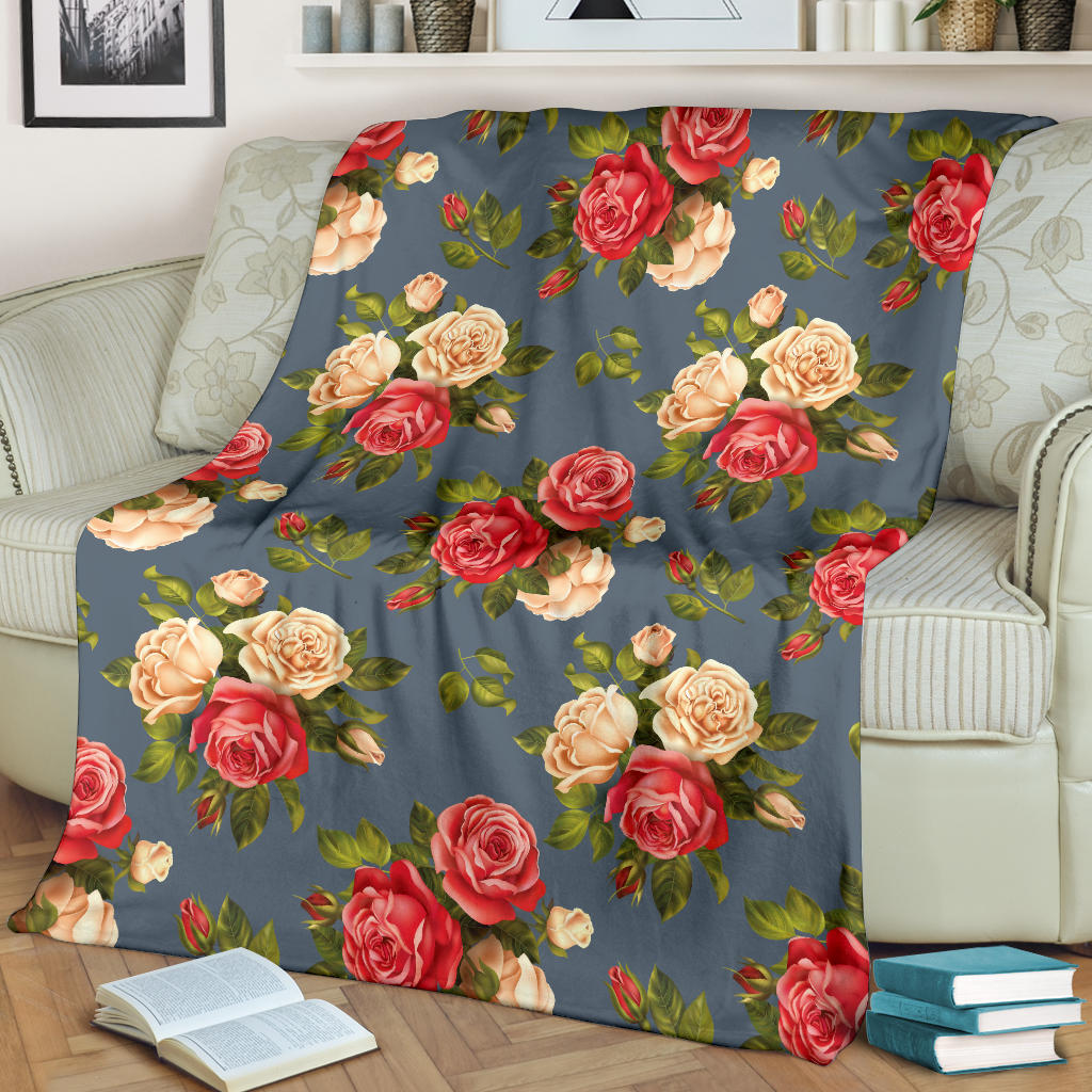 Rose Pattern Print Design RO017 Fleece Blanket