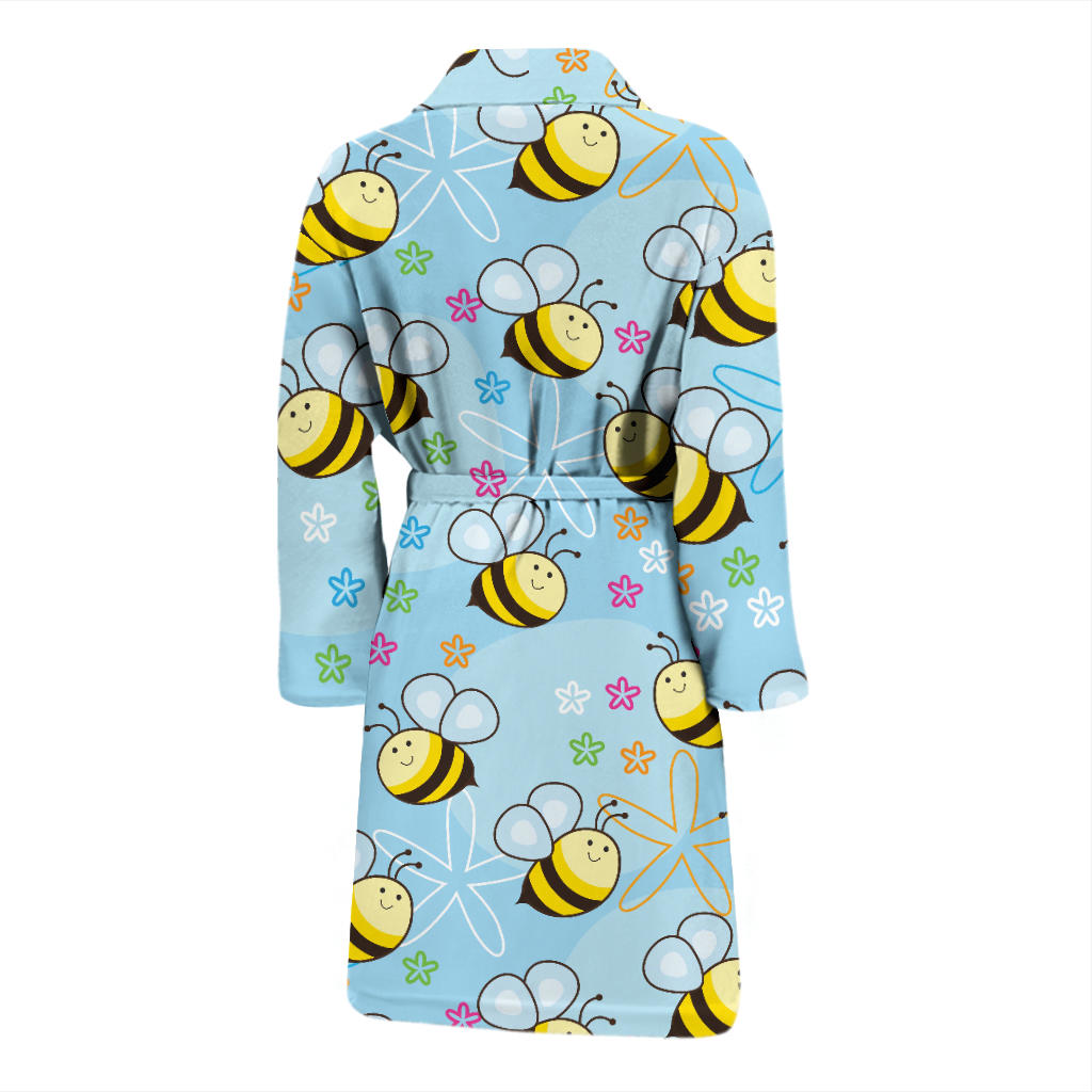 Bee Pattern Print Design BEE03 Men Bathrobe