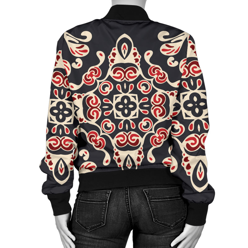 Medallion Pattern Print Design 01 Women's Bomber Jacket