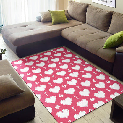 Heart Key Pattern Print Design HE09 Area Rugs