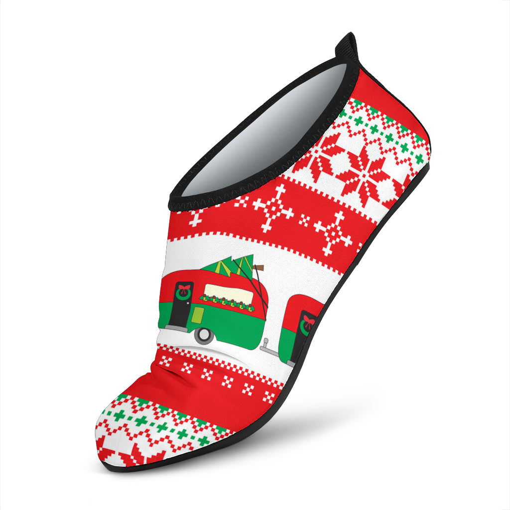 Camper Camping Ugly Christmas Design Print Aqua Water Shoes