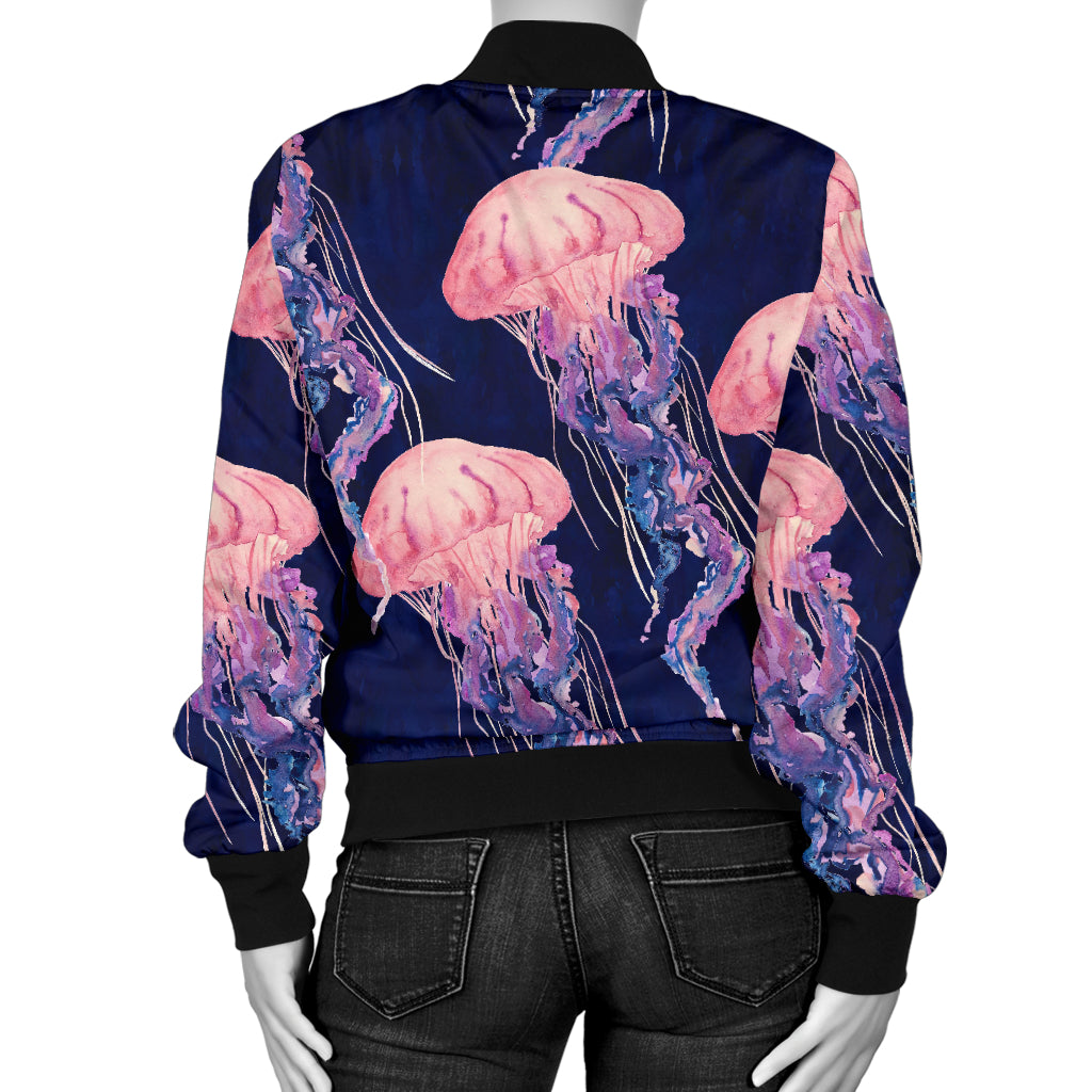 Jellyfish Pattern Print Design 03 Women's Bomber Jacket