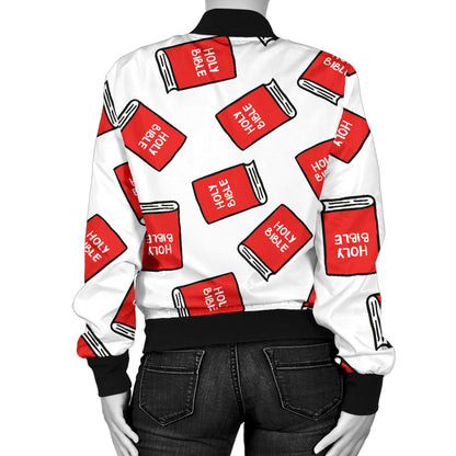 Bible Pattern Print Design 03 Women's Bomber Jacket