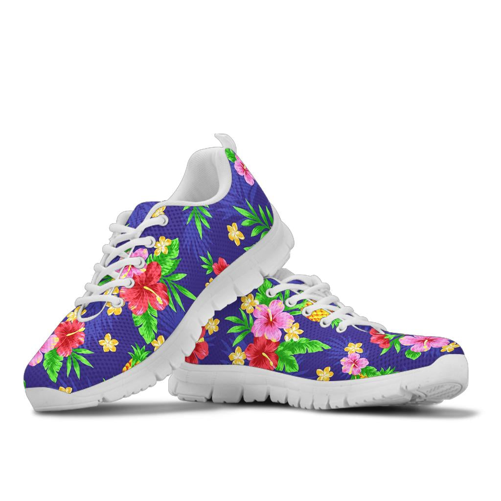 Hawaiian Themed Pattern Print Design H05 Sneakers White Bottom Shoes