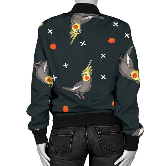 Cockatiel Pattern Print Design 02 Women's Bomber Jacket