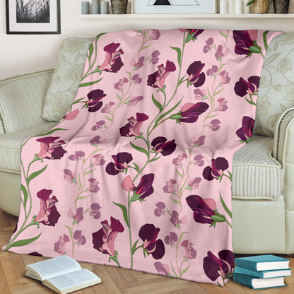 Peony Pattern Print Design PE09 Fleece Blanket