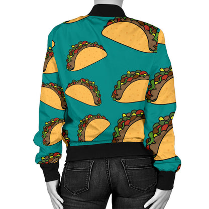 Taco Pattern Print Design TC07 Women Bomber Jacket