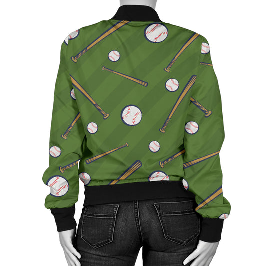 Baseball Pattern Print Design 02 Women's Bomber Jacket