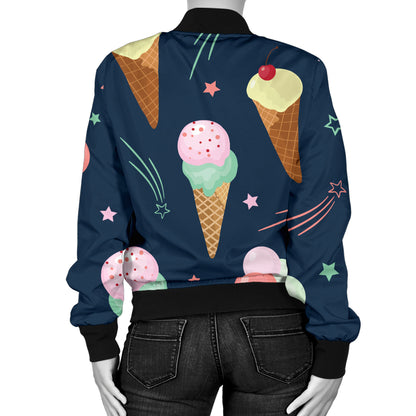 Ice Cream Pattern Print Design 04 Women's Bomber Jacket