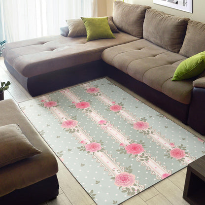 Rose Pattern Print Design RO016 Area Rugs