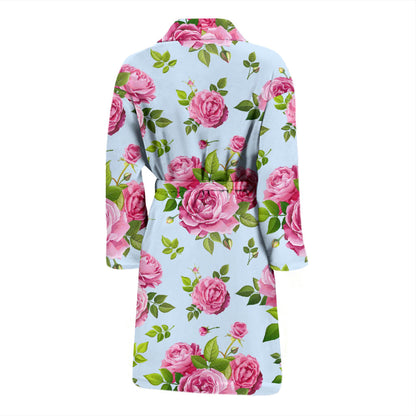 Rose Pink Pattern Print Design RO08 Men Bathrobe