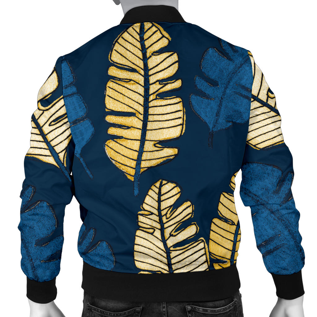 Banana Leaf Pattern Print Design BL09 Men Bomber Jacket