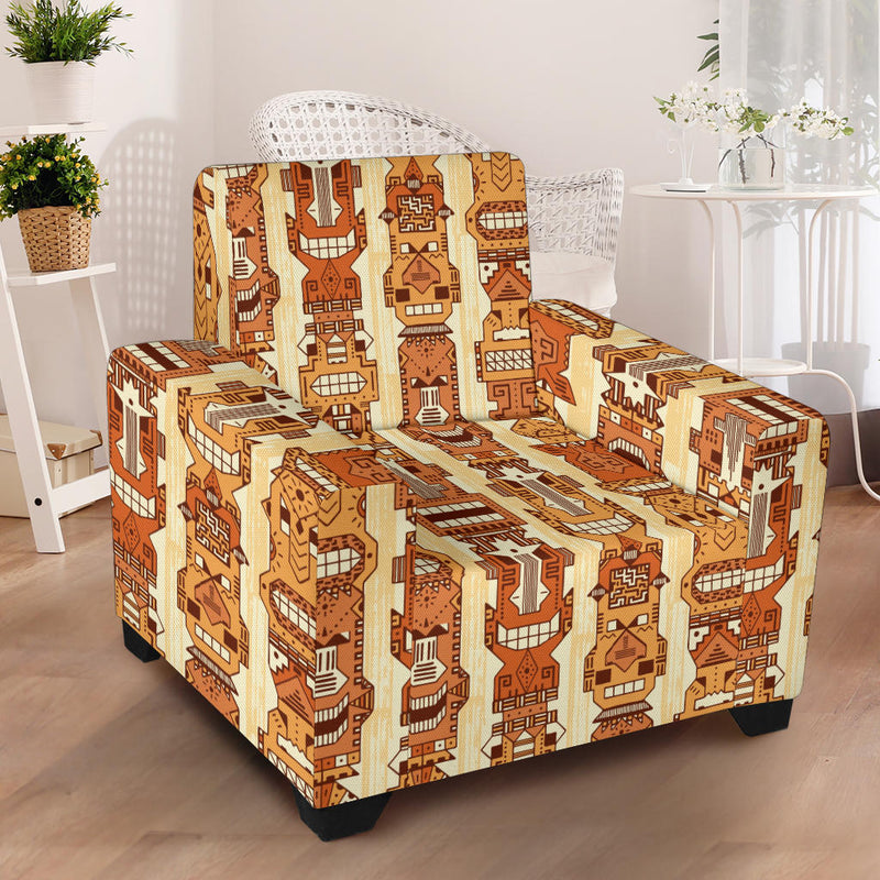 Tiki Orange Vertical Pattern Armchair Slipcover