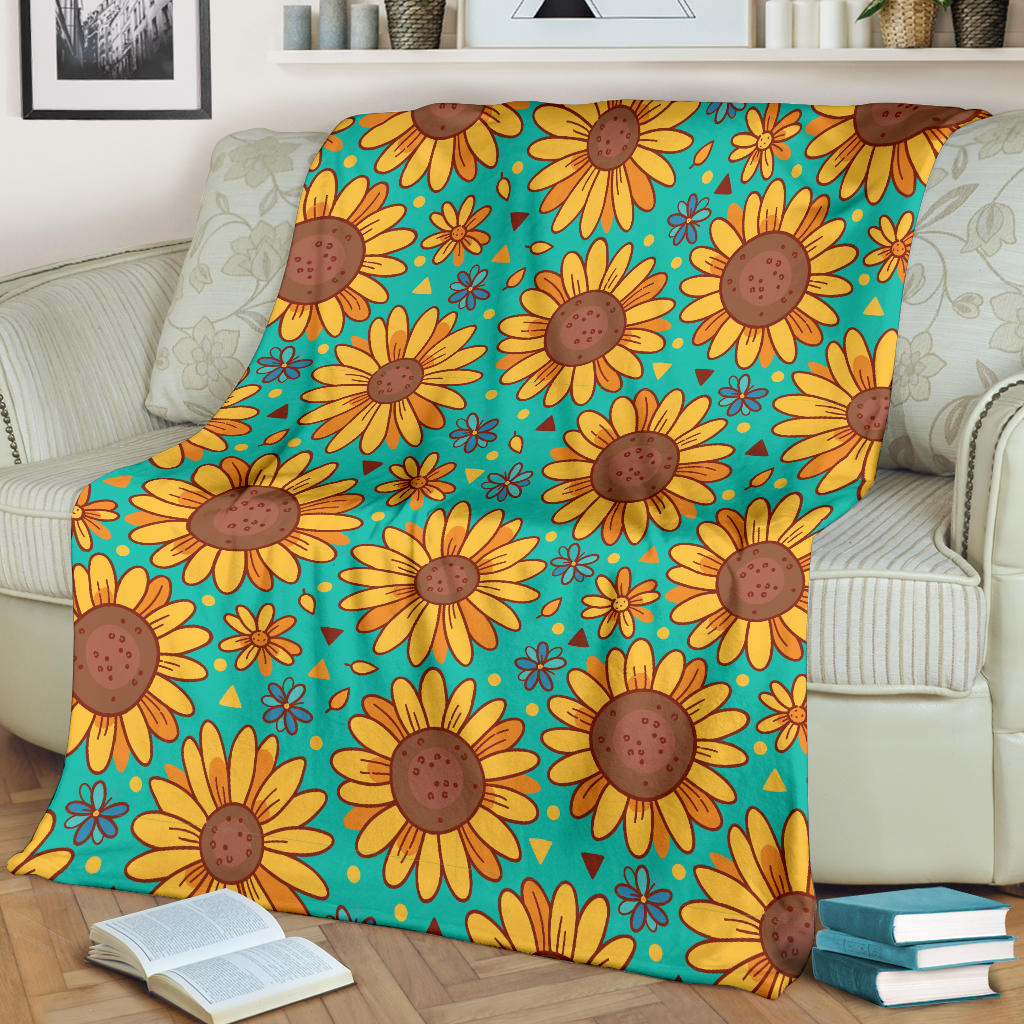 Sunflower Pattern Print Design SF013 Fleece Blanket