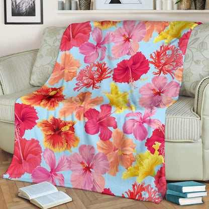 Hibiscus Pattern Print Design HB020 Fleece Blanket