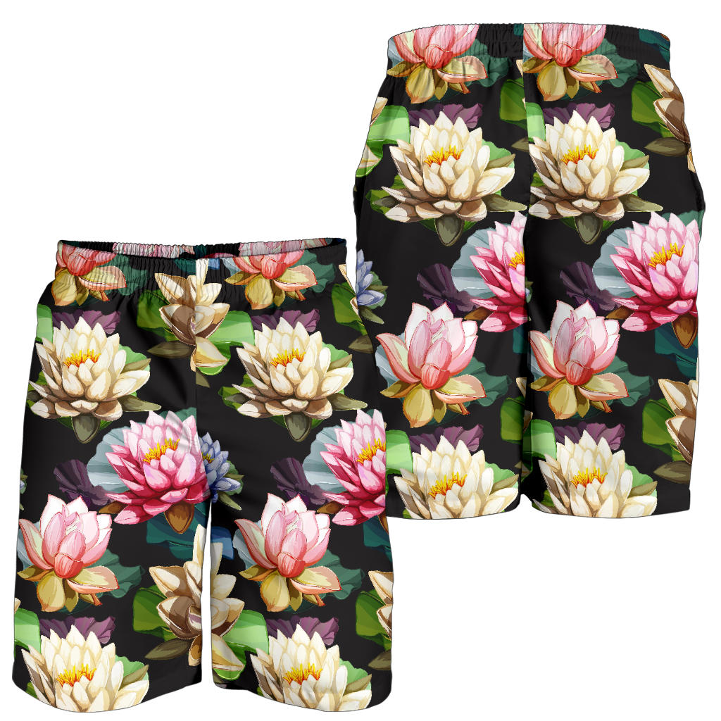 Water Lily Pattern Print Design WL02 Mens Shorts