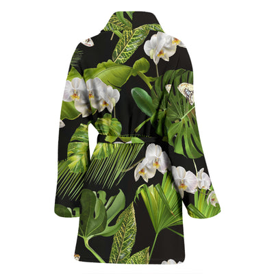 Tropical Flower Pattern Print Design TF026 Women Bathrobe