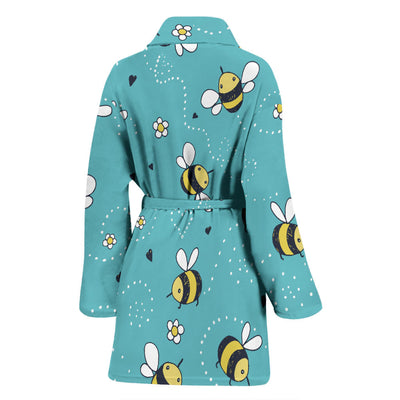 Bee Pattern Print Design BEE02 Women Bathrobe